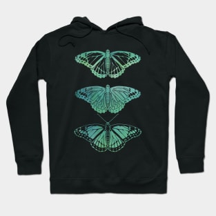 Butterfly Design in Blue and Green Paint Strokes Combo Pattern Hoodie